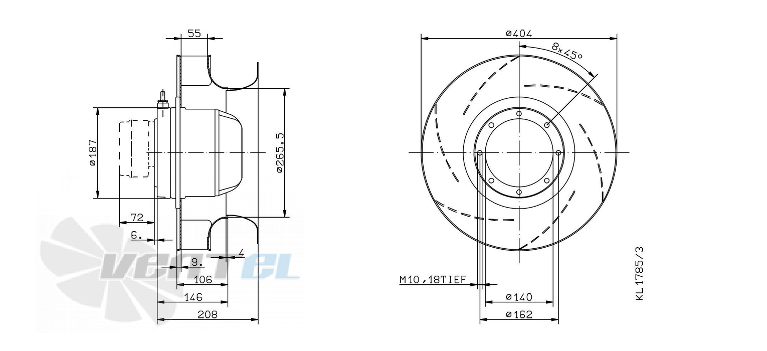 Brand new RH40M-2DK.6K.2R ZIEHL-ABEGG centrifugal fan 3-400V 50HZ