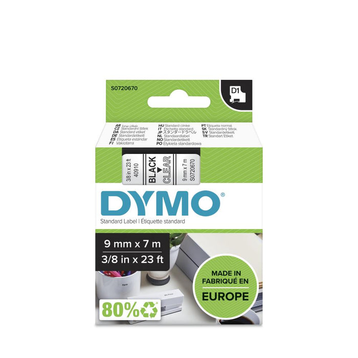 Dymo Dy D1 9Mmx7M 3/8X23 Bk/Clr Global - S0720670