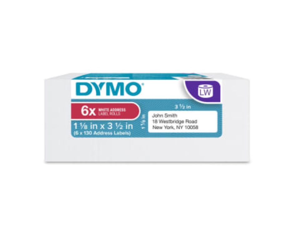 Dymo Dy Lw 1-1/8In X 3-1/2In Wht Adr 130Ct 6Pk (30251) - 2050818