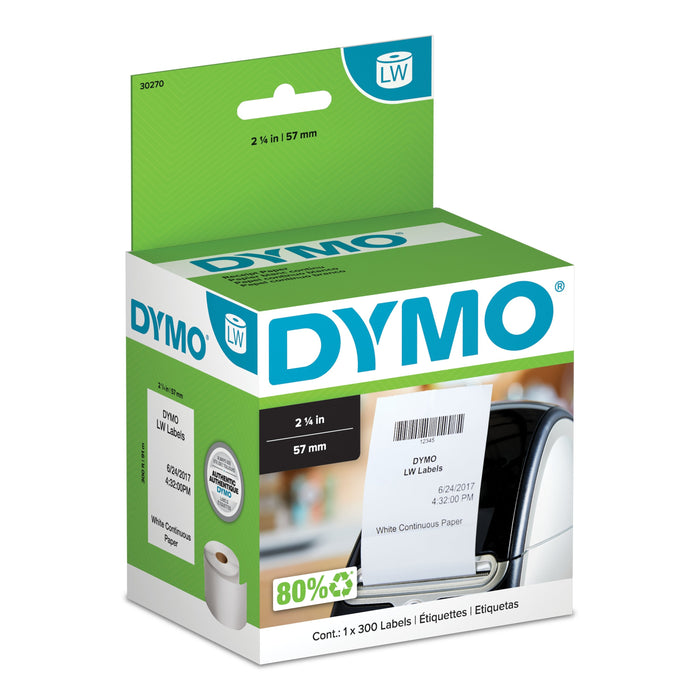 Dymo Dymo Continuous Receipt Paper Blk On Wht 2.25In X 300Feet Roll - 30270