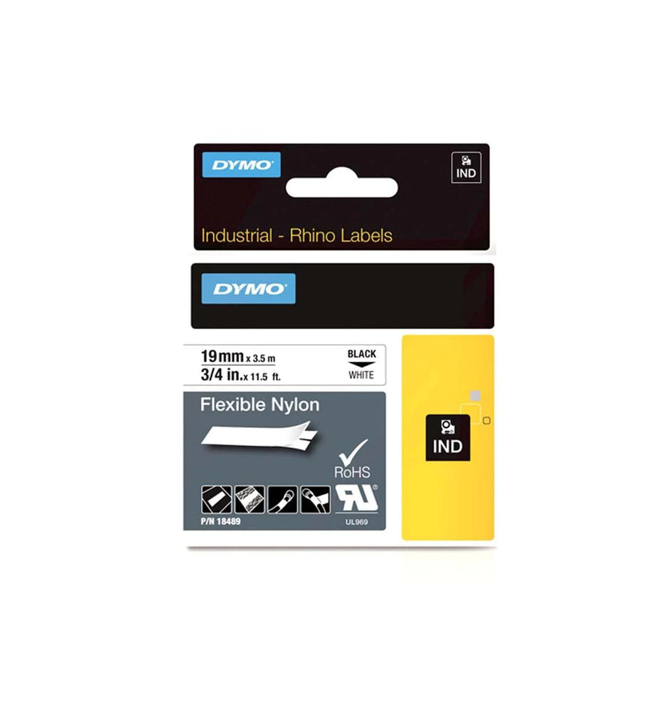 Dymo Dymo Rhino 3/4In X 11.5Ft, White Flexible Nylon Labels - 18489