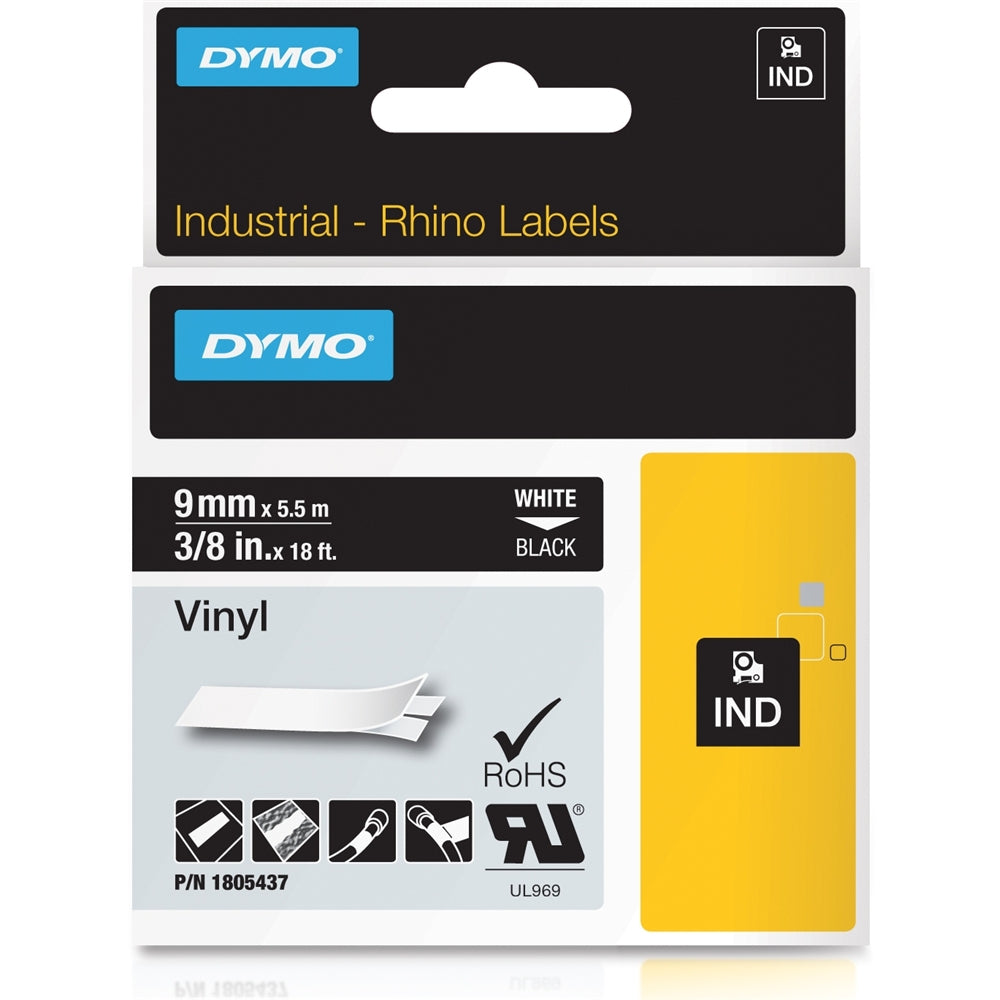 Dymo Rhino 3/8In Black Vinyl-9Mm - 1805437