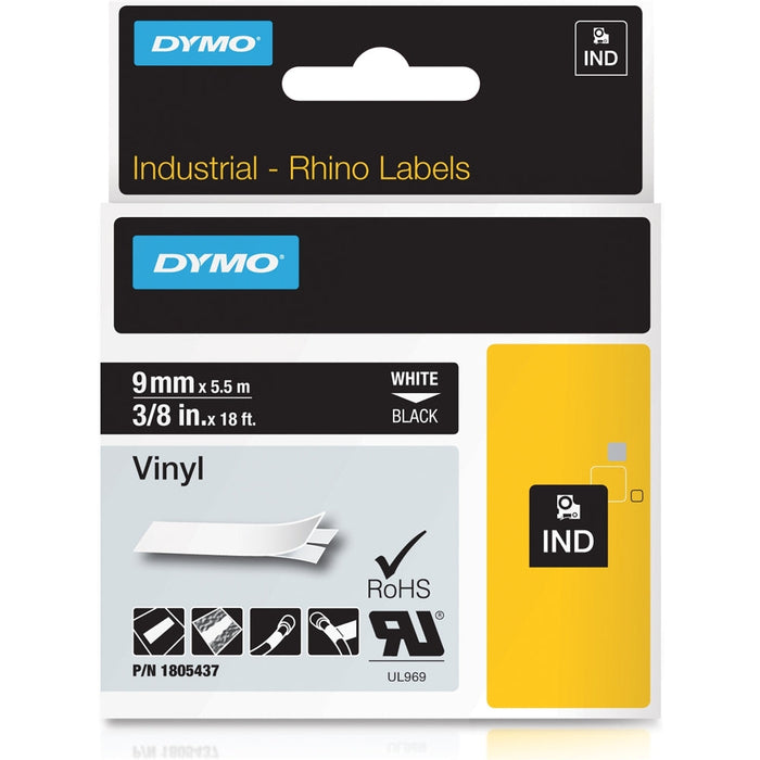 Dymo Rhino 3/8In Black Vinyl-9Mm - 1805437