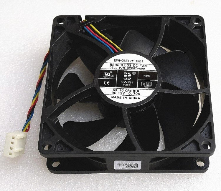 EFH-08E12W-IP01 80x80x25mm 12V DC 0.70A 4-Wire Axial Cooling Fan