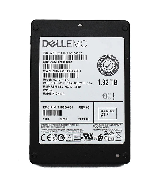 EMC 118000630 1.92TB PM1643 SAS 12Gbs 2.5inch Internal SSD | USED
