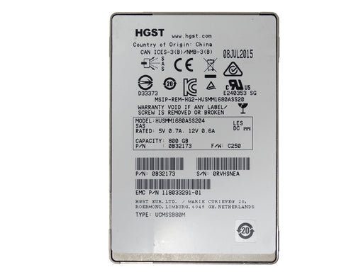 EMC 800GB 12Gbps SAS 2.5'' SFF Solid State Drive SSD (118033291-01)
