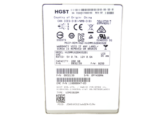 EMC HGST 200GB SAS 12G SFF 2.5'' SSD 118000047-03