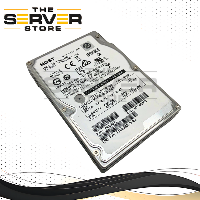 EMC HGST 600GB 10K 6Gb/s SAS 2.5 SFF Enterprise HDD HUC109060CSS600 118033213-02