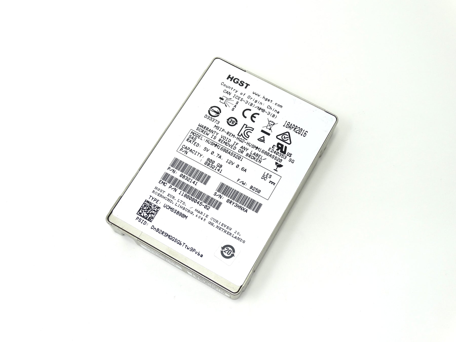 EMC/ HGST 800GB 12Gbps 12G MLC SAS 2.5'' SFF SSD (118000045-02)