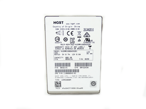 EMC/ HGST 800GB 12Gbps 12G MLC SAS 2.5'' SFF SSD Solid State Drive (0B32141)