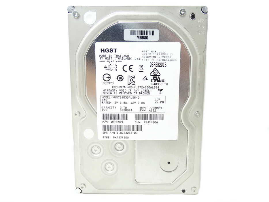 EMC Hitachi 3TB 7.2K 6GB/s SAS 3.5'' HDD Hard Drive (118033268-03)