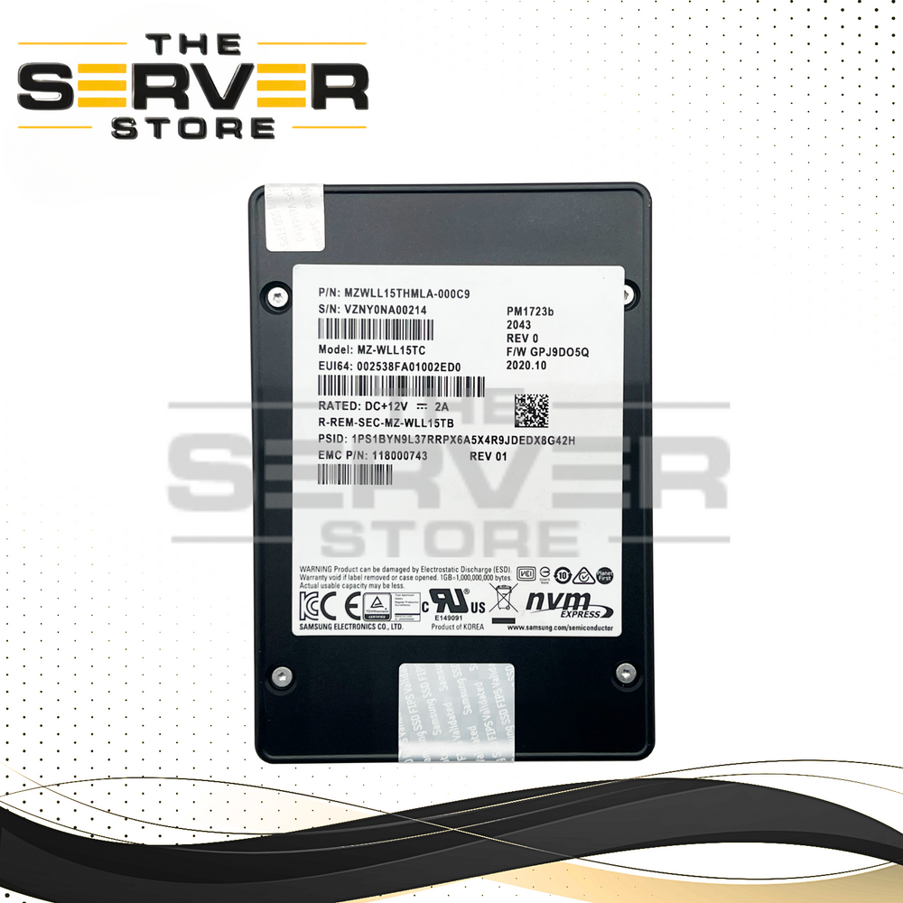 EMC Samsung 15.36TB NVME U.2 SSD PCIe PM1723b Series 118000743
