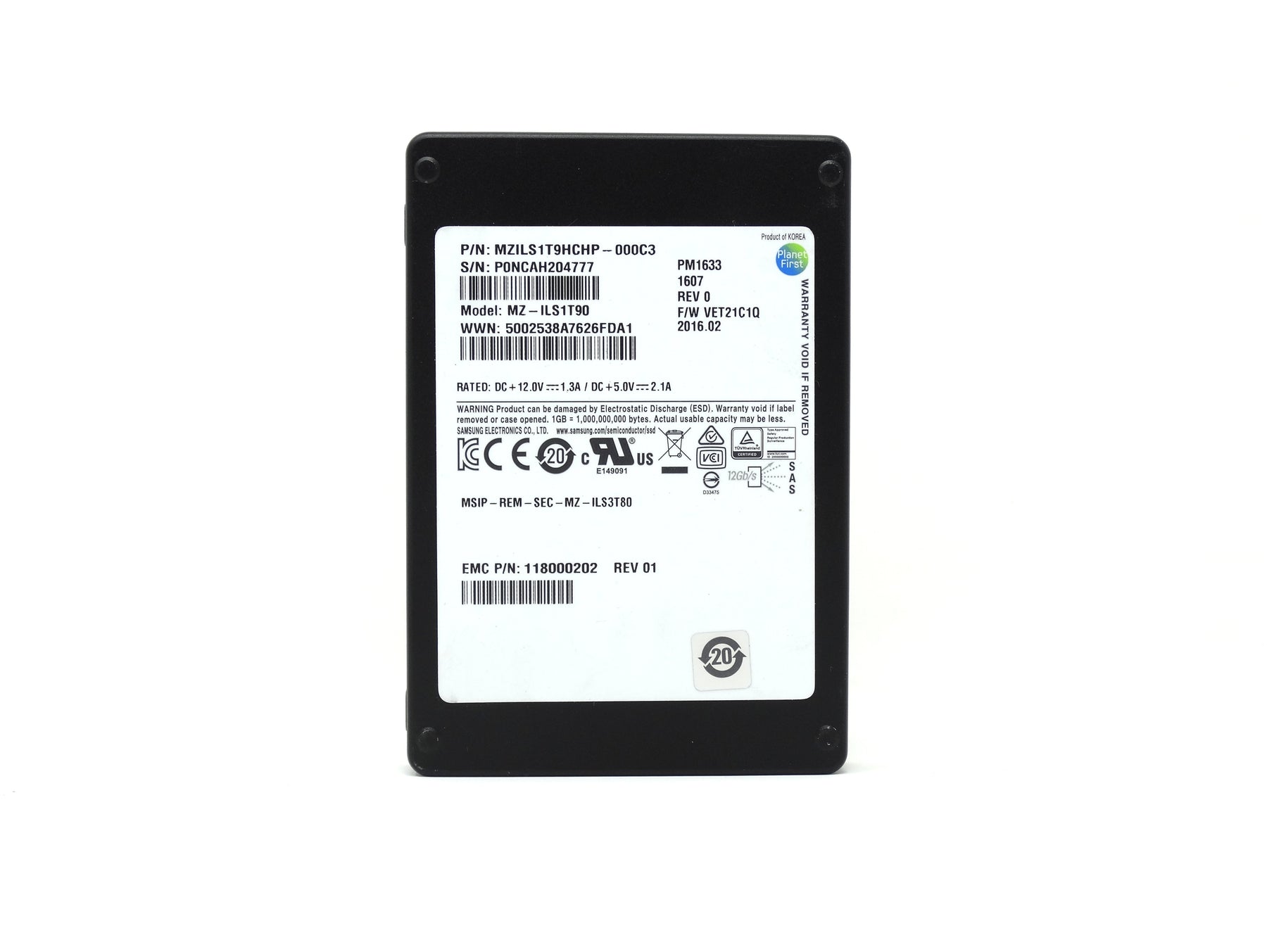 EMC Samsung PM1633 1.92TB 12Gb/s SAS 2.5'' SSD (MZILS1T9HCHP-000C3)