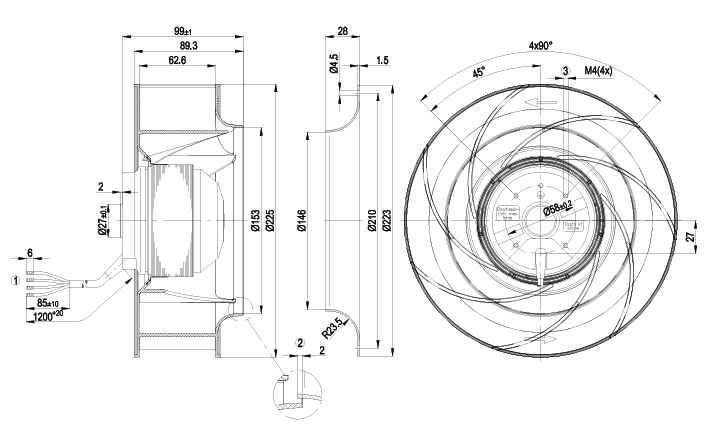 Ebmpapst R2E225-BD92-37 MOTORIZED IMPELLER