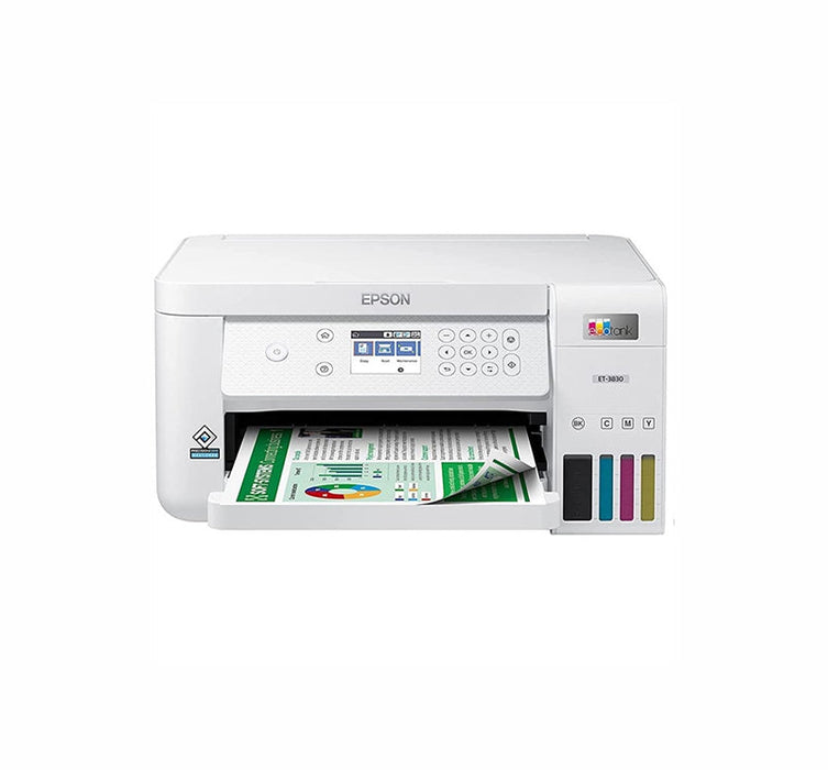Epson EcoTank ET-3830 5760x1440 dpi 8ppm USB Ethernet Wi-Fi Cartridge-Free SuperTank Color Inkjet All-in-One Printer C11CJ62201