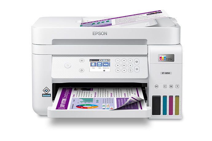 Epson EcoTank ET-3850 4800 x 1200 dpi 15.5ppm Wireless Color 4800 x 1200 dpiAll-in-One Printer - C11CJ61201