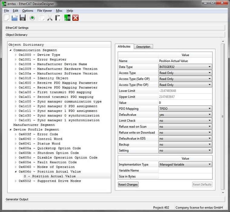 EtherCAT DeviceDesigner