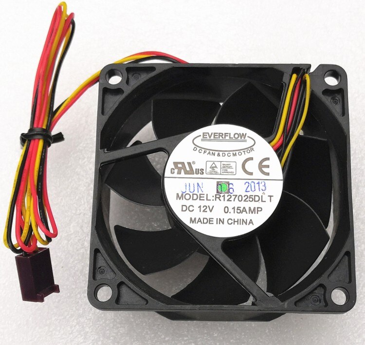 Everflow R127025dl 70x70x25mm 12V DC 015A Axial Cooling Fan