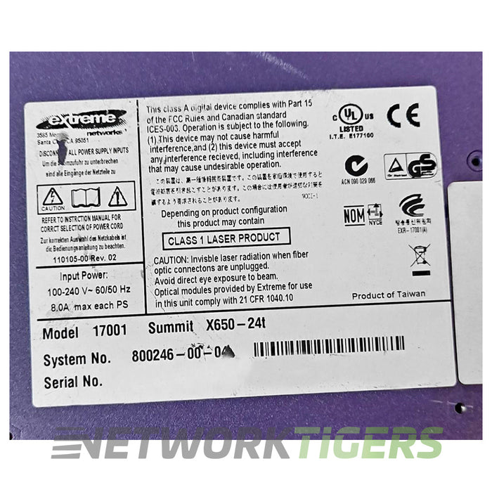 Extreme VSP4900-12MXU-12XE 12x 5GB PoE RJ45 12x 10GB SFP+ Switch