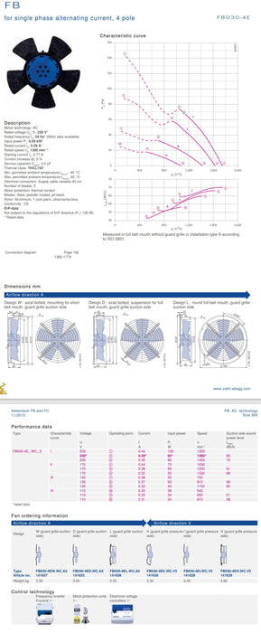 FB030-4EH.WC.V5  ZIEHL-ABEGG Axial Fan 0.09kW 230V 0.39A 1360rpm