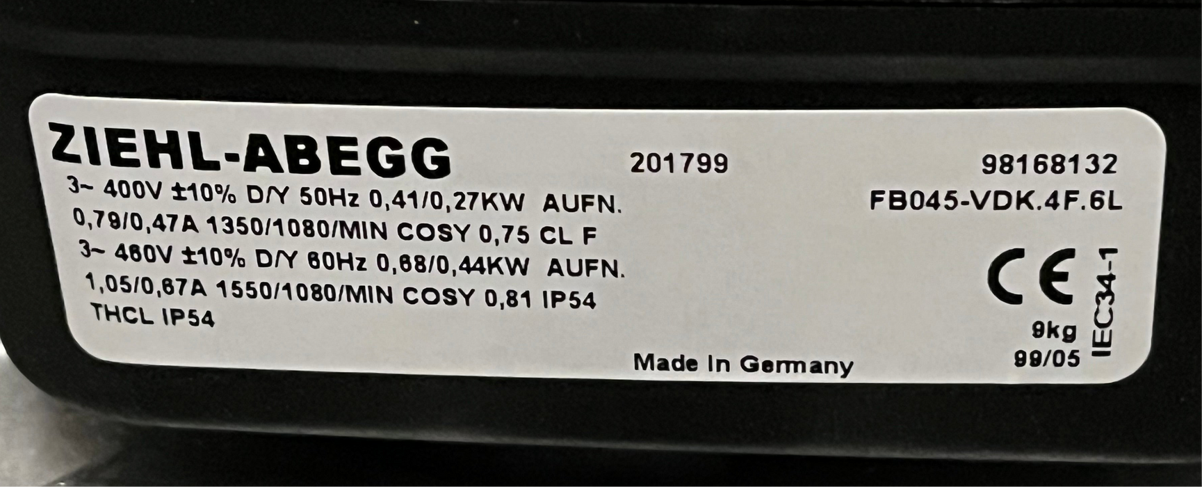 FB045-VDK.4F.6L ZIEHL-ABEGG Axial Fan