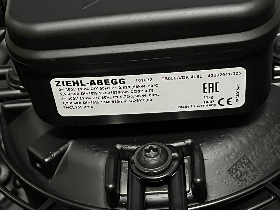 FB050-VDK.4I.6L ZIEHL-ABEGG Axial Fan 3~400V 0.85/1.5A 0.5/0.82kW 980/1340Rpm