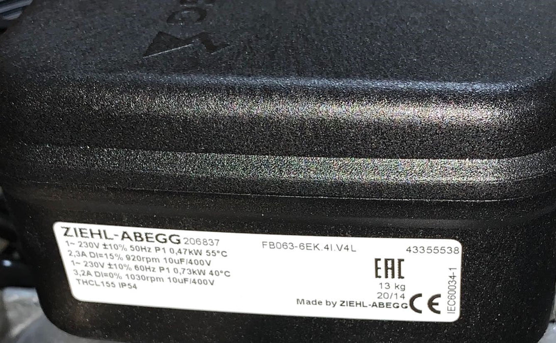 FB063-6EK.4I.V4L ZIEHL-ABEGG Axial Fan 3~400V 0.47/0.73kW 2.3/3.2A 920/1030rpm