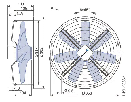 FC031-2DF.3B.A7 ZIEHL-ABEGG Axial Fan 3~230/400V 0.51kW 1.4/0.79A 2690rpm