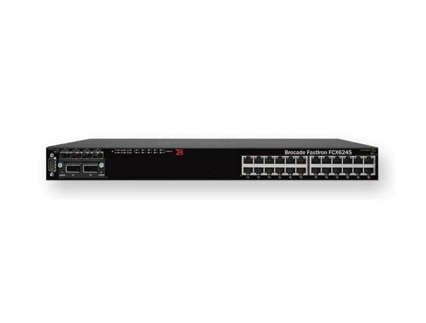FCX624S-F-ADV - Brocade FCX 624S 24-Ports 10GbE SFP Layer 3 1U Rack-mountable Front-to-back Airflow Network Switch with 2-Ports CX4