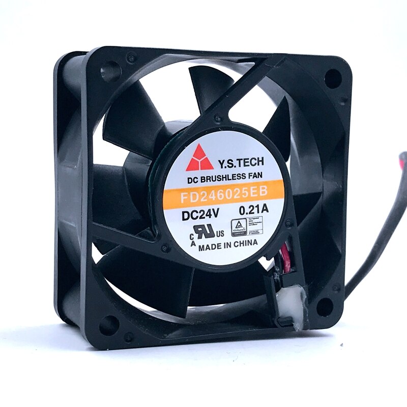 FD246025EB 60x60x25mm 24V DC 0.21A 2-Wire Axial Cooling Fan