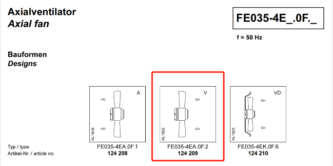 FE035-4EA.0F.2 124209 ZIEHL-ABEGG Axial Fan