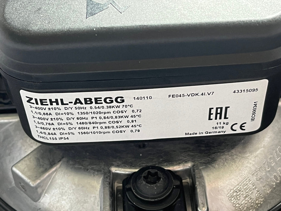 FE045-VDK.4I.V7 3-400V ZIEHL-ABEGG Axial Fan 400V Industrial Cooling Solution