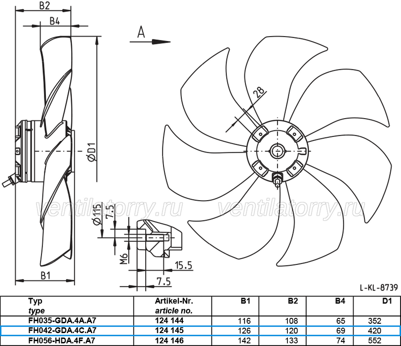 FH042-GDA.4C.A7 ZIEHL-ABEGG Axial Fan