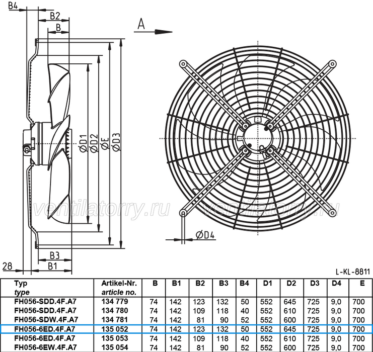 FH056-6ED.4F.A7 ZIEHL-ABEGG Axial Fan