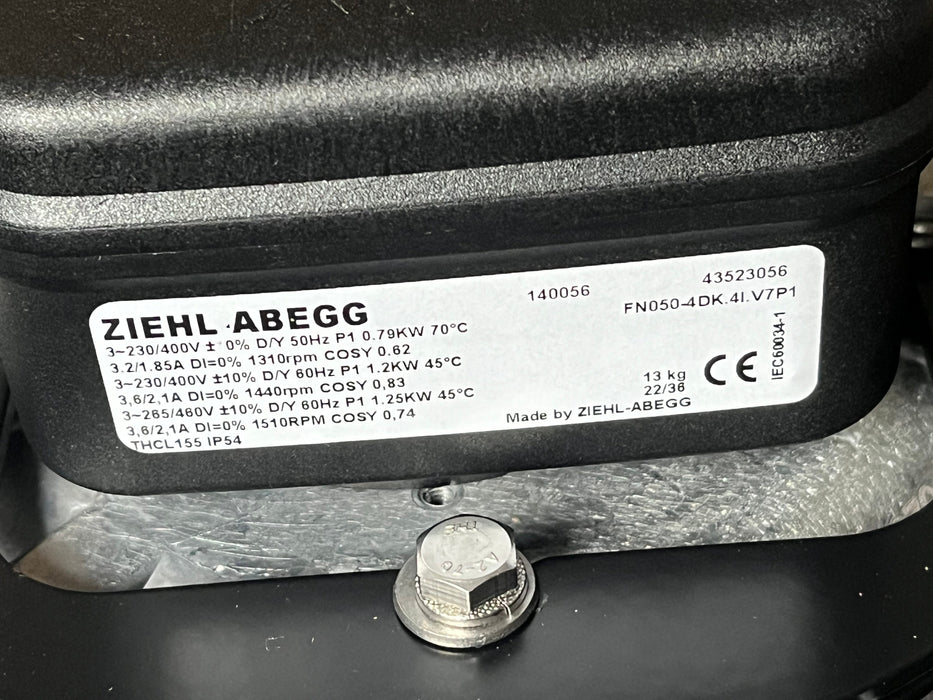 FN050-4DK.4I.V7P1 ZIEHL-ABEGG Axial Fan Rated at 400V 0.77/1.2kW 1.7/2.0A 1300/rpm