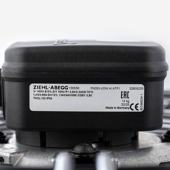 FN050-VDW.4I.A7P1 ZIEHL-ABEGG Axial Fan 3~400V 0.84/0.54 kW 1.45-0.96 A