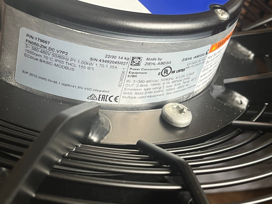 FN050-ZIK.DC.V7P2(Art. 179667) ZIEHL-ABEGG Axial Fan 3~380-480V 1.0kW 1.7/3.5A 1550rpm