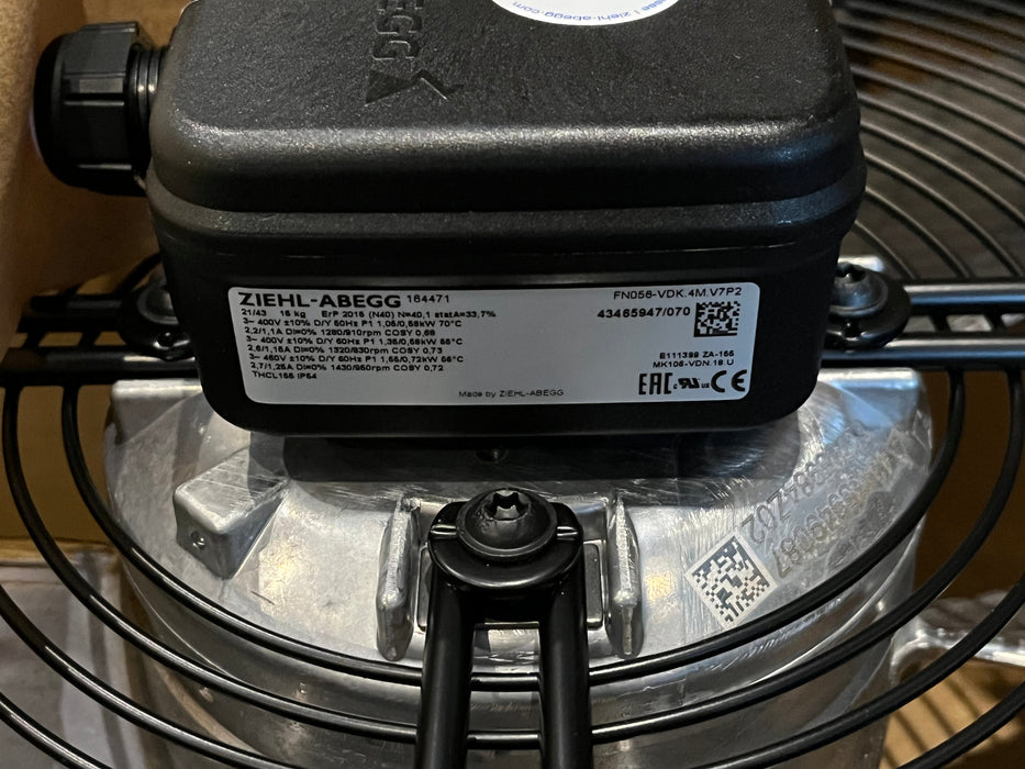 FN056-VDK.4M.V7P2  ZIEHL-ABEGG Axial Fan 400V 1.55/0.58kW 1.1/2.7A 910/1430rpm