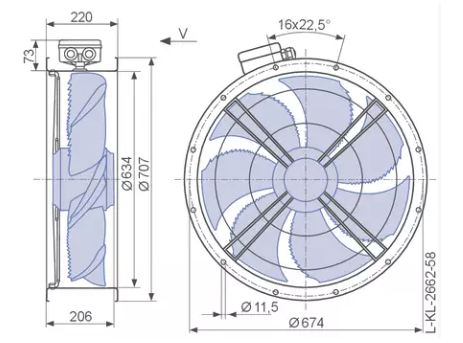 FN063-6EF.4I.V7P1 ZIEHL-ABEGG Axial Fan 230V 0.66kW 3 A
