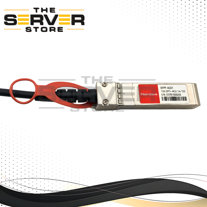 Fiberstore 1 Meter (3.3ft) 10GBASE-CU SFP+ to SFP+ Passive Direct Attach Copper (DAC) Twinax Cable. P/N: SFP-10G-AC01, SFPP-AC01.