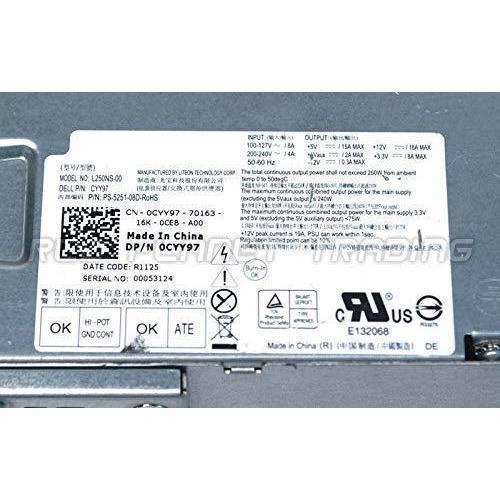 250W Watt CYY97 Power Supply Unit PSU for Dell Inspiron 560s 546s 560s Studio 540s, Optiplex 390 790 9010 Desktop DT Systems Compatible Part: W209D DPS-250AB-79 A PS-5251-11DA PS-5251-01DI-FoxTI