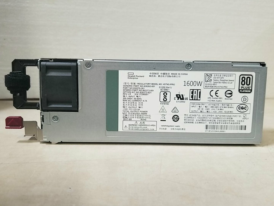 Fonte HP POWER SUPPLY 1600W PLATINUM 96% EFFICIENCY FOR DL360 DL380 G10 HSTNS-PR62-HP HP