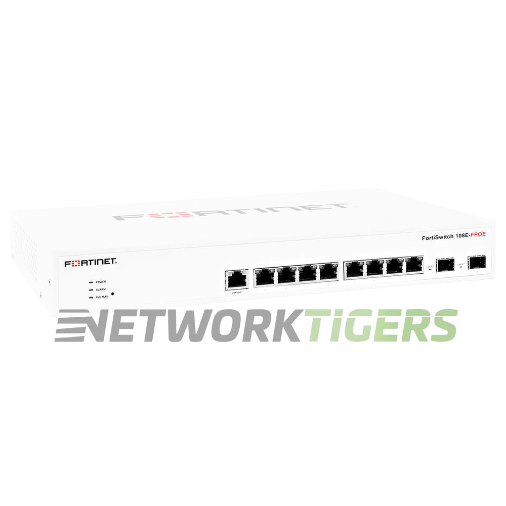 Fortinet FS-108E-FPOE 8x 1GB PoE RJ45 2x 1GB SFP Local Management Only Switch