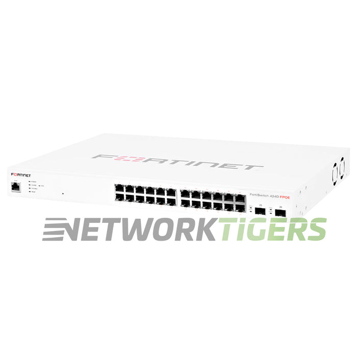 Fortinet FS-424D-POE 24x 1GB RJ45 (12x PoE+) 2x SFP+ Local Management Switch