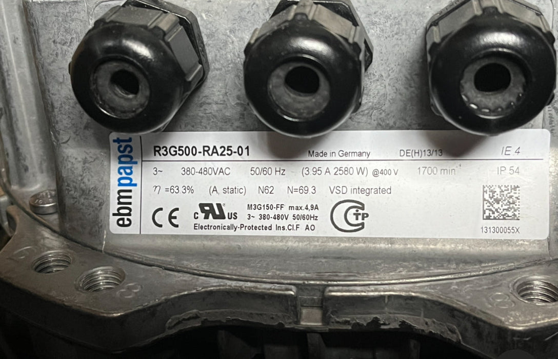 R3G500-RA25-01 ebmpapst centrifugal fan 380/480V 1700W 4.0A 2650rpm