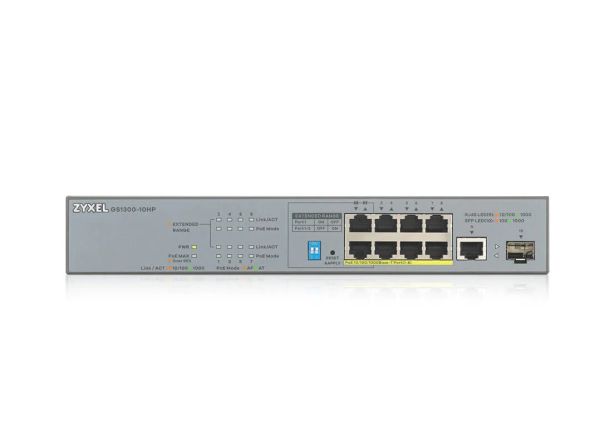 GS1300-10HP - Zyxel GS1300 Series 8-Ports 100BASE-TX PoE+ Layer 2 Rack-mountable Network Switch with Single-Port SFP