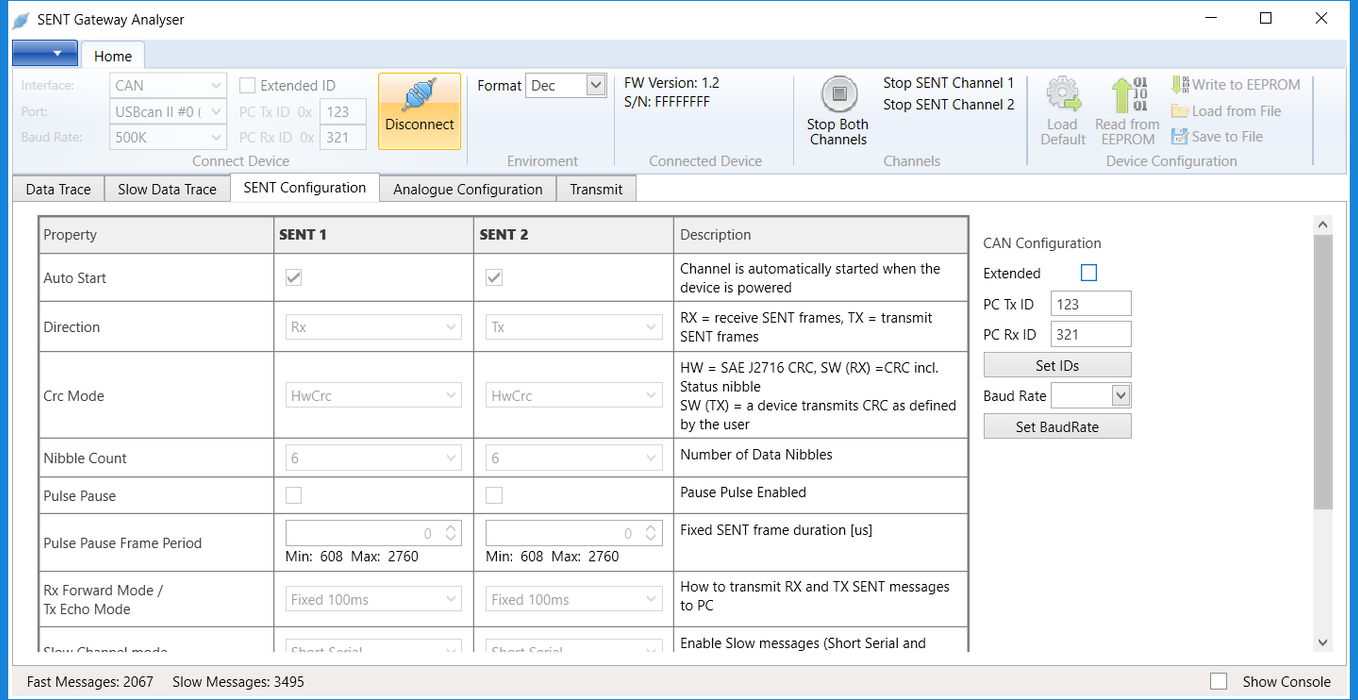 SAE J2716 (SENT) to CAN Gateway