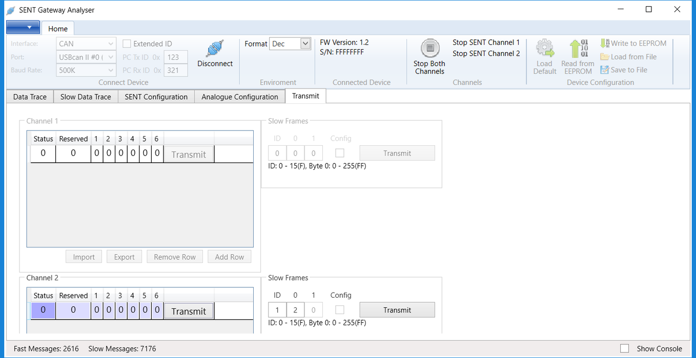 SAE J2716 (SENT) to RS232 Gateway