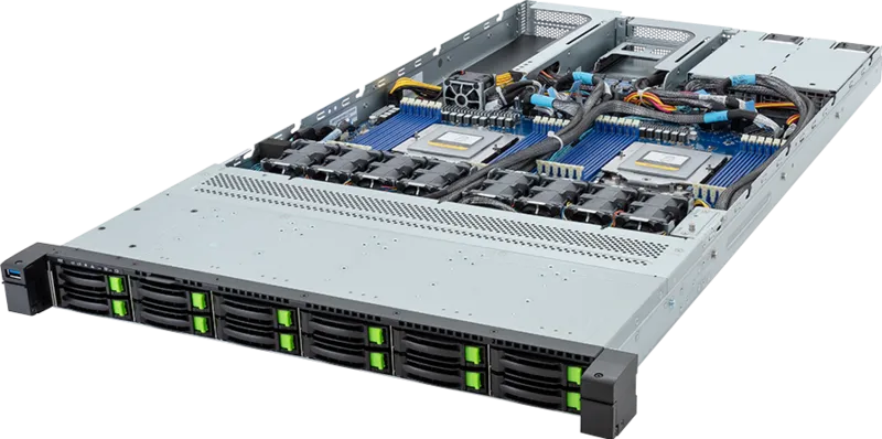 Gigabyte R183-ZF1-AAJ1 1U AMD EPYC Dual Processor 12 x 2.5in NVMe 2000W Server