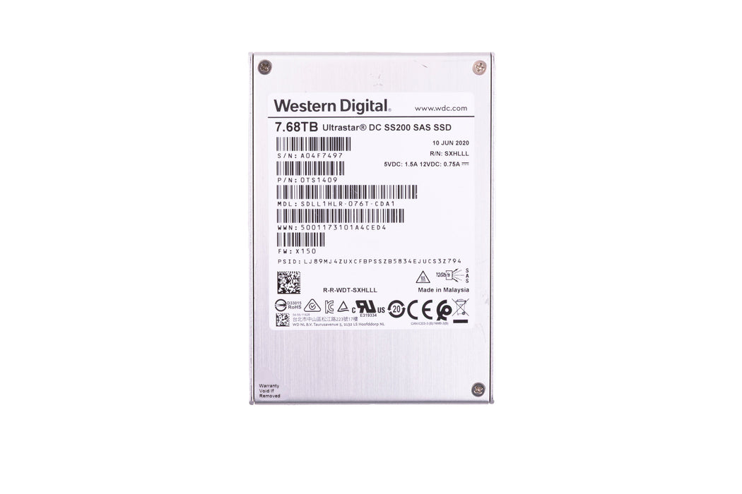HGST ULTRASTAR SS200 7.68TB SAS 12GB/S 2.5"SSD SDLL1HLR-076T-CDA1  0TS1409 (NO TRAY)